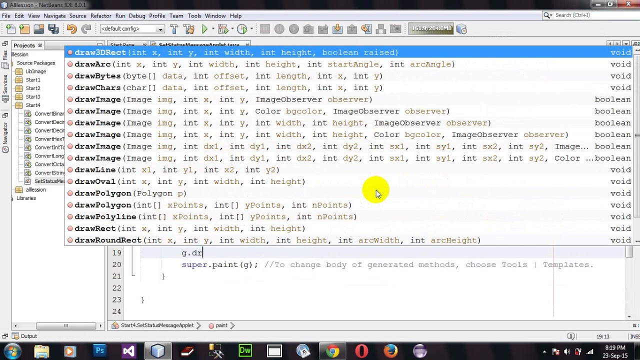 Set Status Message Window Applet in Java Netbeans - YouTube