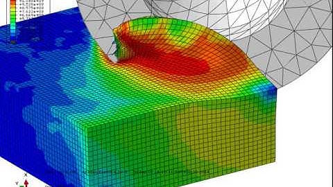 Abaqus CAE explicit shell end milling of 20NiCrMo5 Mises Stress 1 close up example 2