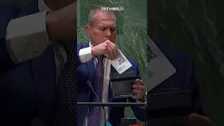 Moment Israeli ambassador shreds UN Charter at General Assembly