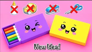 DIY Easy Kawaii PENCIL BOX / Origami Organiser / No Glue/ No SCISSORS school supplies / stationary 💗