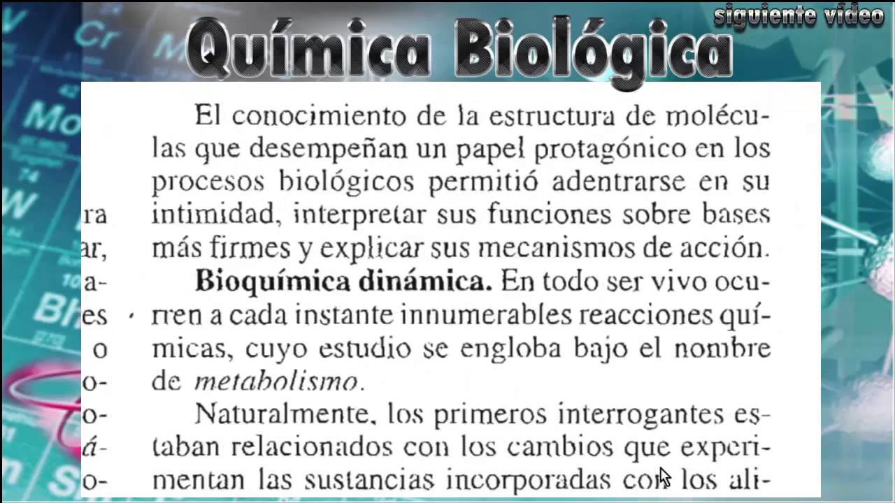 1 Química Biológica Bioquímica descriptiva y Bioquímica dinámica YouTube 1 Química Biológica Bioquímica descriptiva y Bioquímica dinámica YouTube