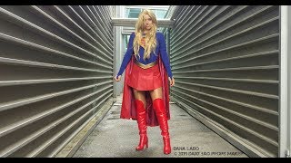 DANA LABO Supergirl replica catwalk dress with leather boots, cape and skirt