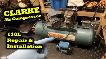 Clarke Air Compressor Repair / Install Air Industrial 110 Litre [HOW TO] Oil Belt Air Filter Change