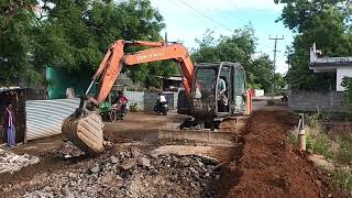 TATA ZAXIS 80 Excavator Demolishing Road #tata #tatamotors #excavator