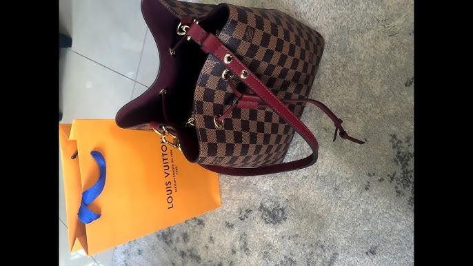 Authentic Louis Vuitton NeoNoe MM Damier Ebene Cherry Berry Bucket