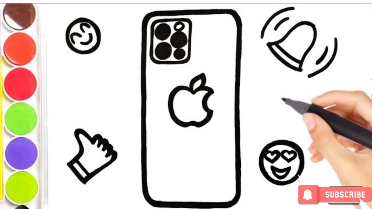 how to draw a mobile phone drawing for kids easy step by step - YouTube