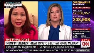 Sen. Duckworth joins CNN's Brianna Keilar to discuss COVID relief, the NDAA & Democratic leadership.