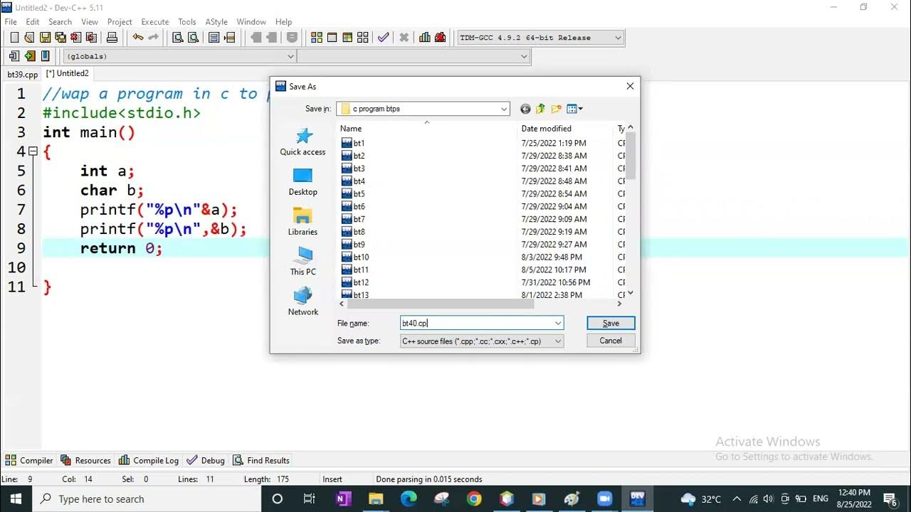 How to WAP a program in c to print the address of stored variable - YouTube