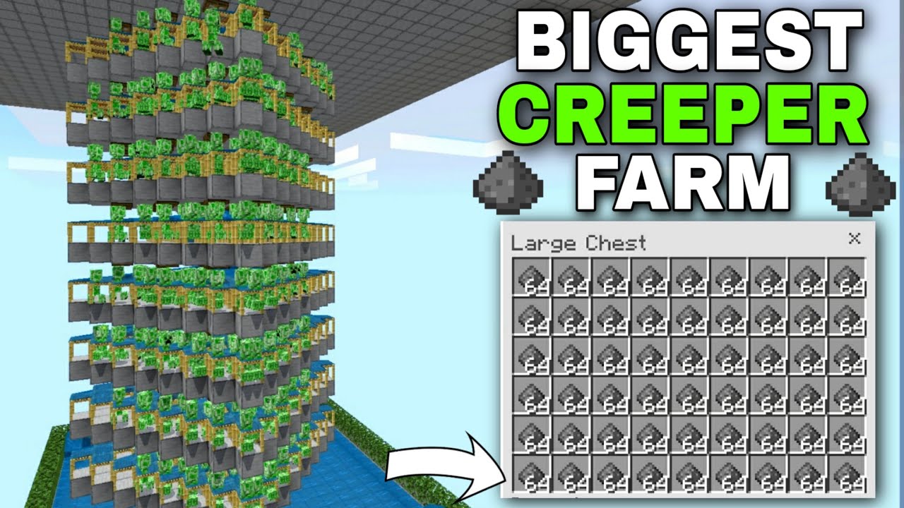 BIGGEST Creeper/Gunpowder Farm Tutorial in Minecraft Bedrock 1.19 (MCPE ...