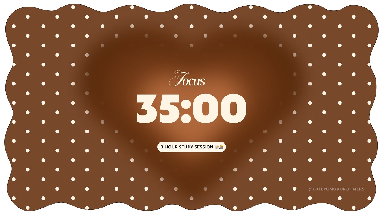 Study with me for 3 hours 🧸🤎  Focus Pomodoro Timer 4x35 min (10-minute breaks)