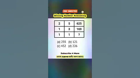 #ssc Missing Number Find Out Reasoning Question //SSC GD CGL #shorts #viral #reasoning #youtube