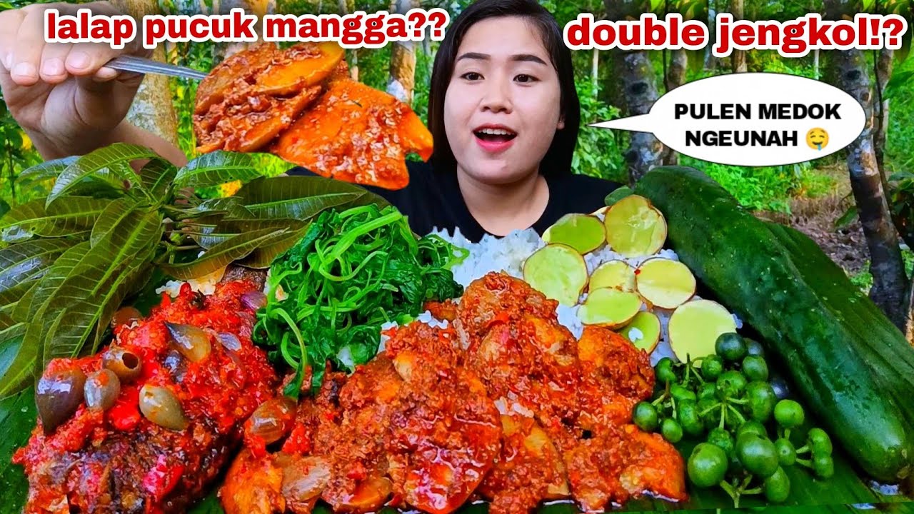 RENDANG JENGKOL IKAN SAMBEL BAWANG MERAH LALAPAN MENTAH JENGKOL TUA LEUNCA PUCUK DAUN MANGGA