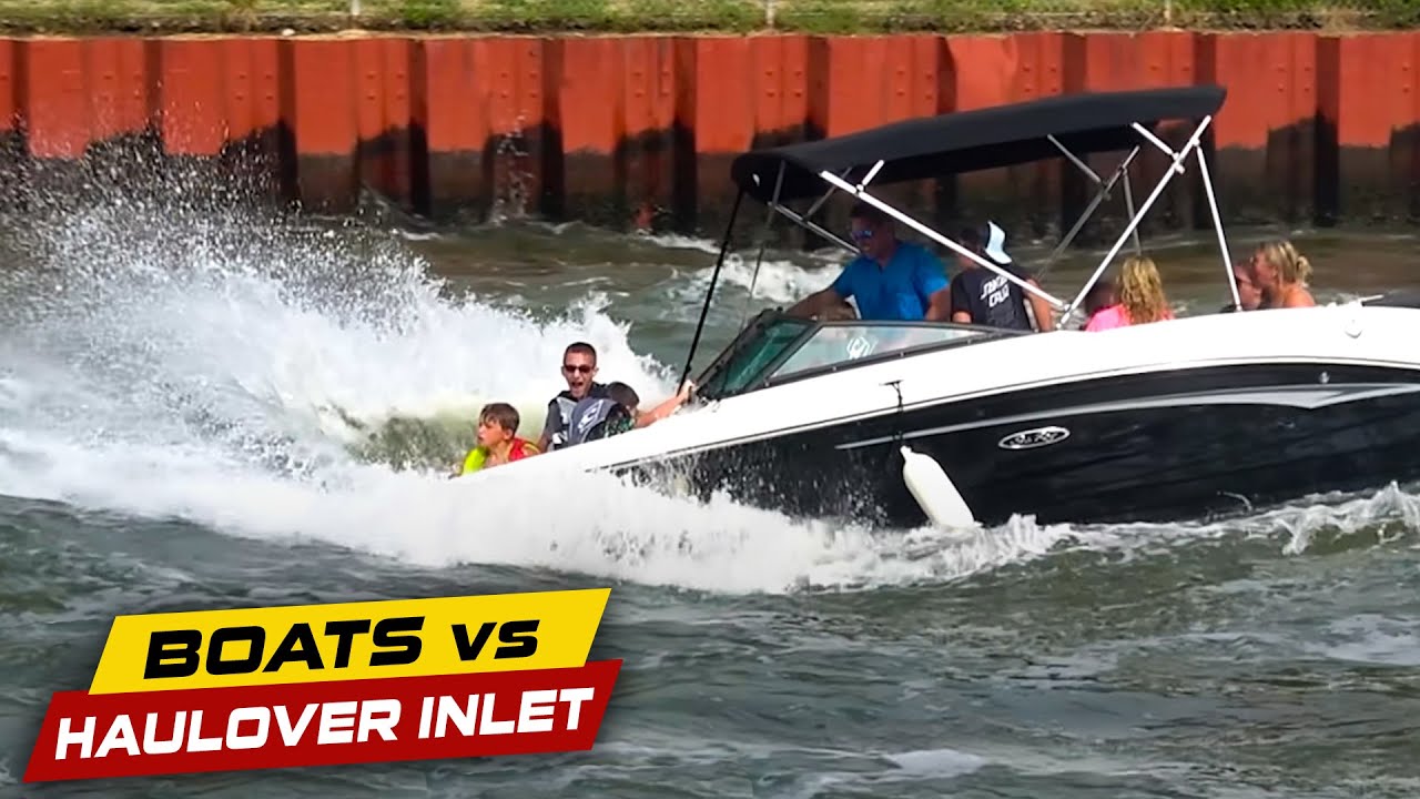 BOAT GOES DOWN AT POINT PLEASANT CANAL !! Boats vs Haulover Inlet