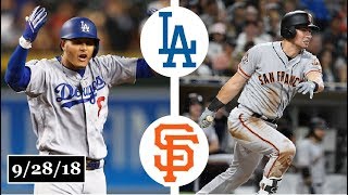 -- los angeles dodgers vs san francisco giants full game highlights
from september 28, 2018 - patreon: https://www.patreon.com/truergm
mybookie sportsbo...