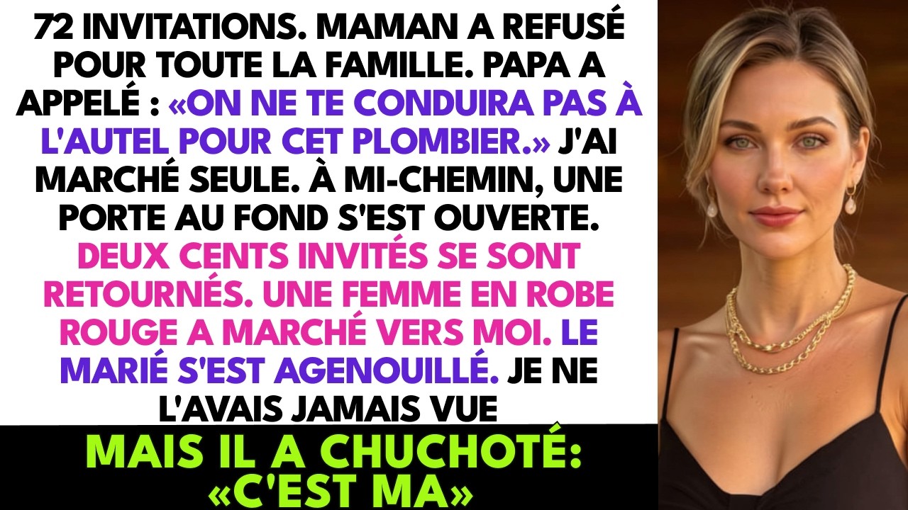Le jour où mes parents ont lu mon faire-part, mon père m'a regardée droit dans les yeux et a dit : « On ne va pas te regarder gâcher ta vie avec un déchet pareil, vu son passé. » Ma mère a ricané....