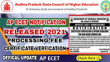 AP ECET 2021 NOTIFICATION RELEASED DETAIL