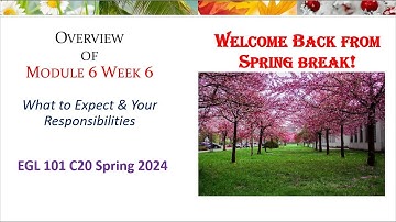 Overview of Module 6 Week 6: EGL 101 C20 Spring 2024