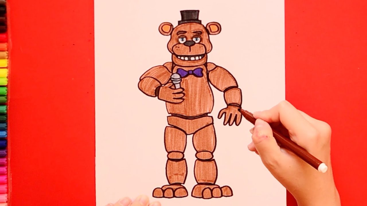 How to Draw Freddy Fazbear, Five Nights at Freddys, Step by Step