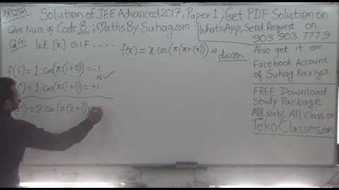 Q 41 VIDEO SOLUTION JEE ADVACED 2017 PAPER 1 MATHS BY SUHAG 9039037779