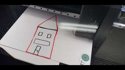 Makeblock Laserbox cutting a house drawn by a kid
