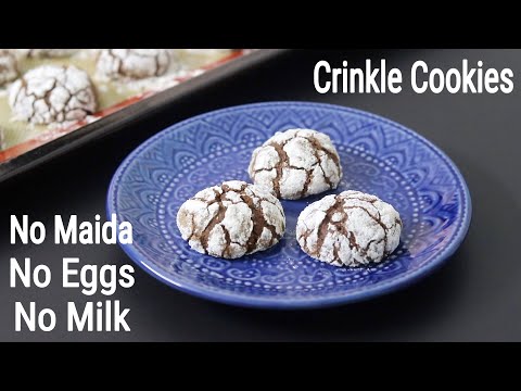 How To Make Chocolate Crinkles - Eggless, Dairy Free, Fudgy Chocolate Crinkle Cookies Recipe (Vegan)