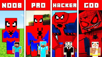 Minecraft NOOB vs PRO vs HACKER vs GOD : SPIDERMAN MONSTER EVOLUTION BATTLE in Minecraft ! Animation