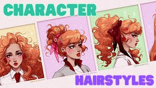 ✿  Drawing Female Character Hairstyles // Noelle // Comic art style illustration process