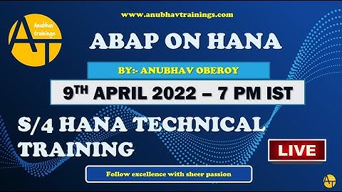 LIVE demo ABAP on HANA cum S/4HANA Training | 9th April 2022 | 7 PM IST | CDS Views, AMDP, Fiori