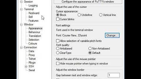 Putty default settings
