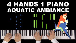 Donkey Kong Country - Aquatic Ambiance | 4 Hands 1 Piano | Synthesia