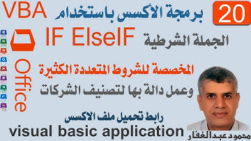 VBA20 برمجة اكسس الجملة الشرطية if elseif الخاصة بتعدد الشروط، وعمل دالة لتصنيف الشركات