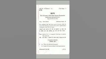 HPU | MA ECONOMICS 3RD YEAR | CBCS | RESEARCH METHODOLOGY | FEB 2024 QUESTION PAPER | ARTHSHASTRI