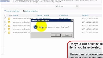 Restoring items from the Recycle Bin