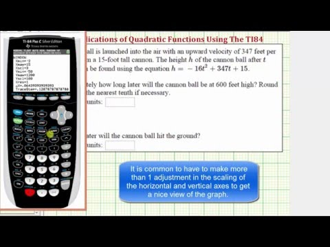Ex: Quadratic Function Application -  Times For a Given Height Using the TI84