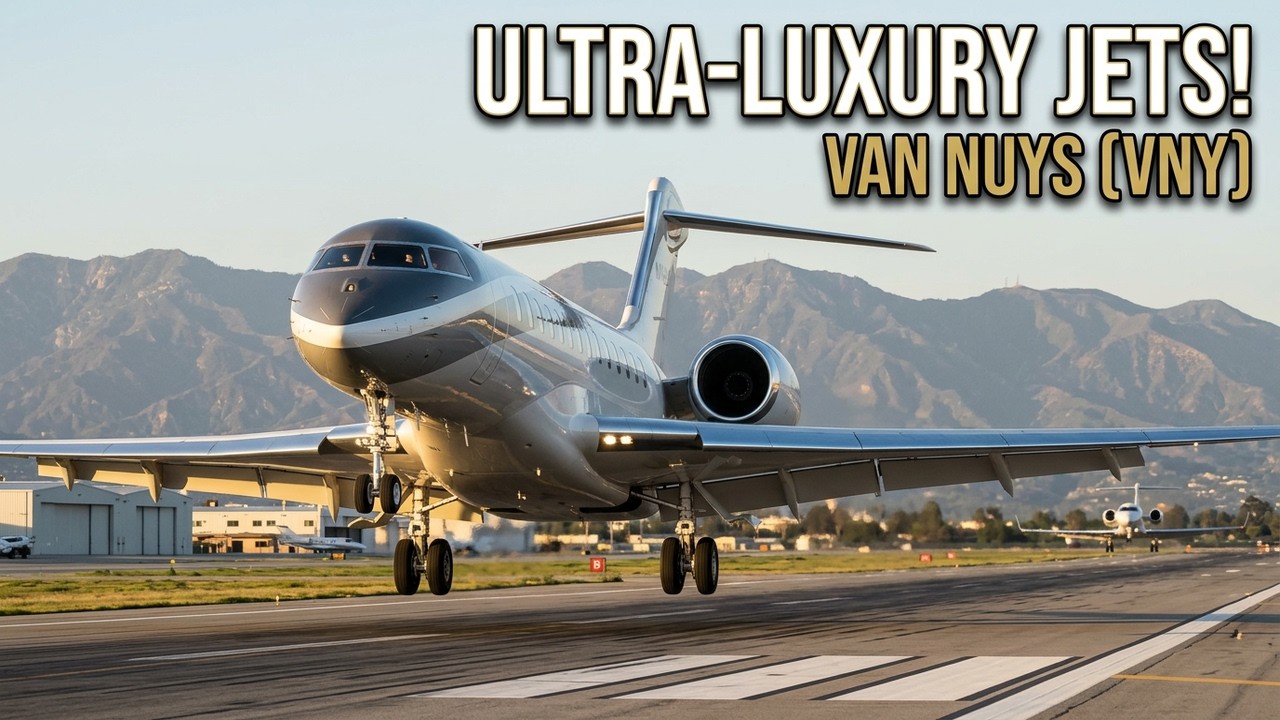 VAN NUYS AIRPORT PRIVATE JETS | Plane landing and takeoff video