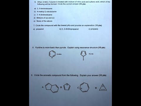 [Chemistry] When 3-Nitro Toluene is treated with a mixture of nitric acid and sulfuric acid, which - youtube