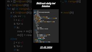 Skillrack daily test solution (22.02.2026) #coding #correctcoding #python