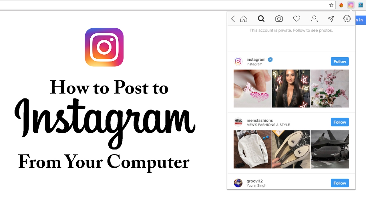 how to post a picture on instagram on computer