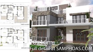 SketchUp Modern Home Plan 10x16m 3 Bedroom screenshot 1