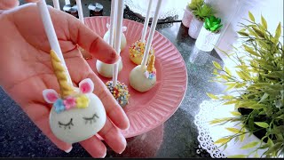 كيك بوبس (يونيكورن) Unicorn cake pops  بطريقتي المبسطة?