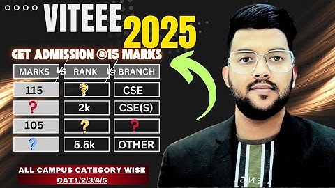 VITEEE 2025 Marks vs Rank vs Branch vs All campus | Safe score for all Branch category wise #viteee