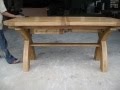 1.8 - 2.3 - 2.8m Double Butterfly Extending Country Oak X Leg Oval Ended Table - Top Furniture