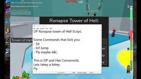 Ronapse Tower of Hell Script | GIVE ALL TOOLS, DAB, LOW GRAVITY, SPEED AND M ORE | (ronapseexploits)