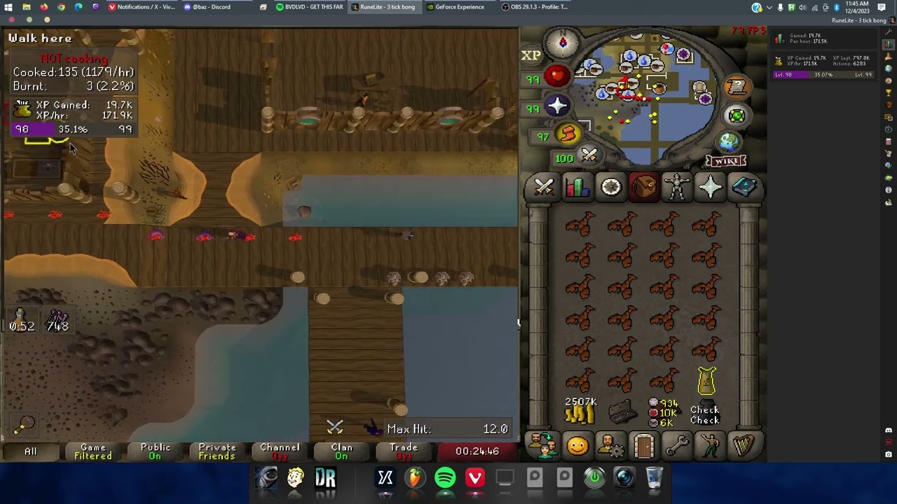 uim pisc cookin 130k/200k xp/hr (2t/normal difference)