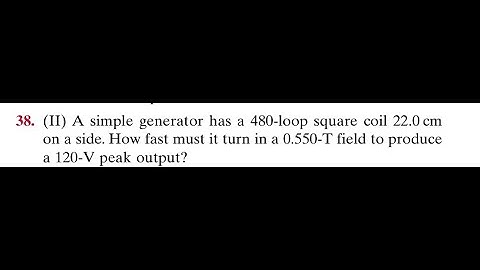 A simple generator has a loop square coil 22.0 on a side. How fast must it turn in a 0.550 - field t