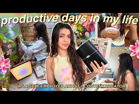 realistic work days in my life ✧ 💻🎨🌟 self-employed artist + content creator | PRODUCTIVE VLOG! 🌱꩜  thumbnail