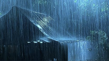 Goodbye Insomnia with Heavy Rain & Thunder Growls on a Stale Tin Roof in Foggy Murky Forest at Night