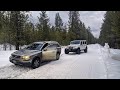 Volvo stuck in the snow, Jeep saves the day!