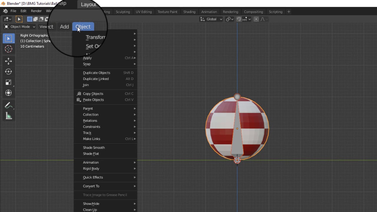 Learning Blender 2.9 in 1 Minute: Add Rigging to Sphere for Squash