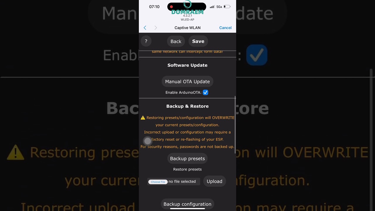 Detailed operation of WLED light strip controller update program